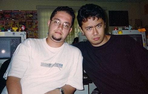 Renato Siqueira e Pablo Miyazawa na Conrad Editora (em 2000)